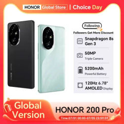 HONOR 200 Pro Global Version 6.78'' 5G Smartphone Snapdragon 8s Gen 3 120Hz AMOLED Display 5200mAh Battery 100W SuperCharge