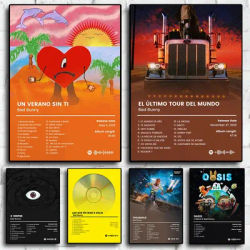 Affiche Pop Hip Hop rappeur Bad Bunny, couverture d'album de musique pour chambre, Bar, salon, toile imprimée, Art mural, décoration de maison, image esthétique