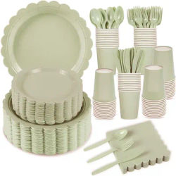 Fournitures de fête à thème en dentelle verte unie, vaisselle jetable, Jungle Safari, tasse en papier, assiette, serviette, nappe pour enfants, réception-cadeau pour bébé