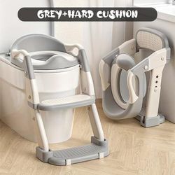 TEMU 3-in-1 Multifunctional Toilet Training Seat, Foldable Step Stool Potty Trainer, Gray Plastic, Toilet Training, Potty Ring