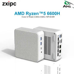 ZXIPC AMD Ryzen 5 6600H MINI PC Windows 11 DDR5 4800Mhz 16GB 500GB Nvme SSD WIFI6 BT5.2 Triple Display Desktop Gaming Computer