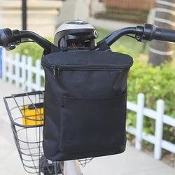 TEMU Bicycle Electric Vehicle Hanging Bag Front Zipper Handlebar Front Bag Large Capacity Three-dimensional Storage Bag Motorcycle Hanging Bag Storage Bag.