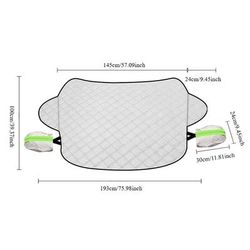 TEMU 1pc Universal Aluminum Car Windshield Sunshade Cover, Thickened Frost Protection, Snow For Front Windshield, Left & Right Windows, Rearview Mirror - Thickness & Coverage