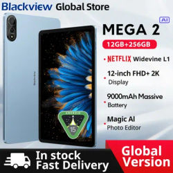 Blackview MEGA 2 Tablets 12 inch 2K Display Widevine L1 Android 15 24GB(8+16) 256GB 9000mAh AI Main Camera Pad PC