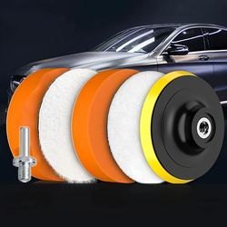 TEMU 4-inch Car Waxing & Polishing Kit - Sponge Rubber Disc For Angle Grinders, Complete Round Buffing Set For Auto Maintenance Auto Detaling Tire Brushes