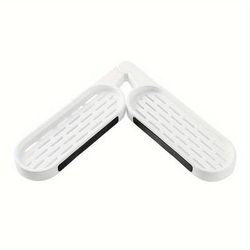 TEMU 2pcs Black Bathroom Corner Shelves - No-drill, Rotatable Storage Racks For Toilet & Washroom - Wall-mounted Organizer, Bathroom Organizers And Storage, Shelves