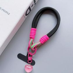 TEMU A Mobile Phone Lanyard, Polyester Fiber Color Matching Universal Short Rope, Key Hand Chain Solid Card Anti-loss Wrist Lanyard, Fashionable Mobile Phone Accessories