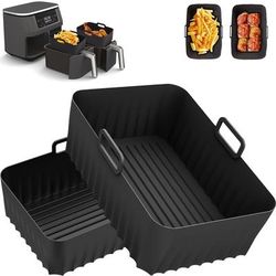TEMU Silicone Air Fryer Liner For Af400uk Af451uk Af300uk 7.6l-9.5l, 2pcs Of Reusable Air Fryer Accessories Silicone Pot, Suitable For Double Layer Sl400uk Tower T17088 Air Fryer