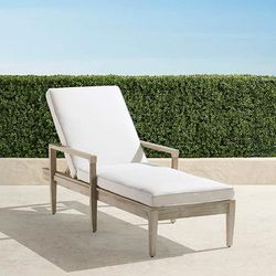 Winhill Chaise Lounge with Cushions in Weathered Teak - Quick Dry, Brick - Frontgate