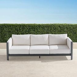 Azores Sofa with Cushions in Matte Black Aluminum - Rain Brick - Frontgate