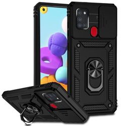 TEMU Shockproof Armor Case With Slide Camera Lens Protection For For Galaxy A21s - Phone Back Cover
