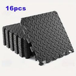 TEMU 16counts ½ Inch Gym Mat With Eva Foam Interlocking Tiles For Mixed Martial Arts, Fitness, Gymnastics And Home Gym Protection, Home Gym Mat, Floor Liner, Black/gray