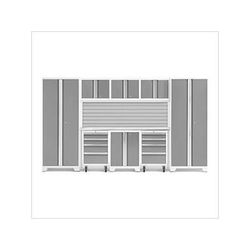 NewAge Garage Cabinets BOLD Series Platinum 9-Piece Set with Stainless Steel Top and Backsplash