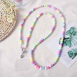 TEMU 1pc Beaded Rainbow Phone Chain, Long Accessory, Universal Crossbody & Backpack Pendant With Clasp, Acrylic () Material, Gift