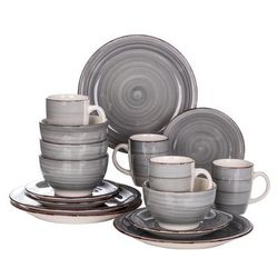 TEMU Dinnerware Set, 16pcs Service For 4, Stoneware Dinner Set With Dinner Plates, Salad Plates, Bowls, Mugs, Microwave Dishwasher Safe, Grey
