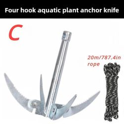 TEMU Stainless Steel Folding Grip With Rope, White, Survival Tool For Kayaks, & Small Boats, Corrosion-resistant,