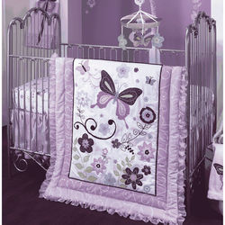 Lambs & Ivy Butterfly Lane 5 Piece Crib Bedding Set