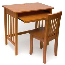 Lipper International Child's Computer Desk & Mystic Chair - Pecan