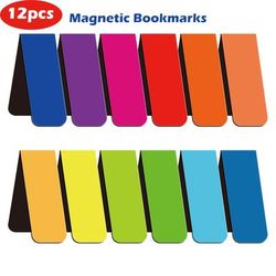 TEMU 12pcs Magnetic Bookmarks, Multicolor, Foldable, Reusable Paper Bookmark Holders, For Reading, School, Office With English Language
