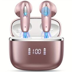 TEMU Wireless Headphones T19, Wireless 2024 5.3 Earphone With 4 Enc Microphones, 40h Wireless In-ear Headphones, Noise Reduction Mini Earbuds Led Display Wireless Headphones
