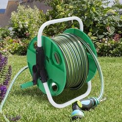 TEMU Hose Reel 45m Lightweight Portable Hose Pipe Reel Prevents Twisting Free Standing Mobile Hose Reels For Home Patio Deck Yard Garden Hose Guide
