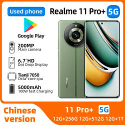 Realme 11 Pro Plus 5G Global version 6.7inch Screen 120Hz CPU Mtk Dimensity 7050 200MP Camera 12GB RAM 1TB Storage used phone