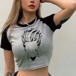90s Anime haut court T-shirt Hunter X Hunter t-shirts recadrés Harajuku dessin animé Killua T-shirt drôle Hisoka T-shirt hauts Y2k Manga