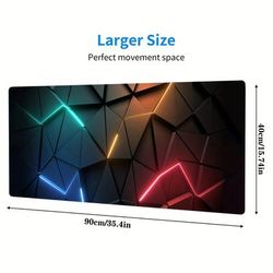 TEMU Large Gaming Mouse Pad With Geometric Design - Extended Desk Mat For Keyboard And Mouse, Non-slip Base, Water-resistant Surface, Ideal For Gamers And Office Use