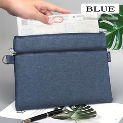 TEMU A5 Oxford Canvas Document Holder - Dual-layer Zippered File Organizer, Thickened Invoice Pouch For Students & Office Use