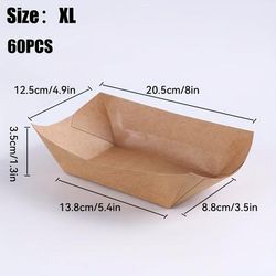 TEMU 60pcs Heavy-duty Paper Food Trays - Disposable Serving Boats For , Tacos, Bbq, Popcorn - Parties, Picnics, Weddings (brown), Food Trays