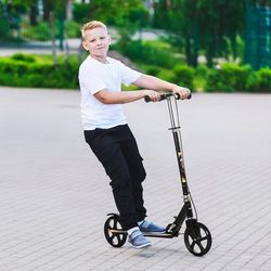 TEMU Kids Scooter, Toddler Foldable Kick Scooter For Kids W/ Adjustable Height, Brake, 7-14 Years - Black