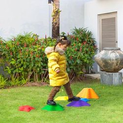 TEMU Six-piece Stepping Stones, Starfish Style Non-slip Obstacle Course, Stackable Balance Blocks Garden Toys Toddler Balance Indoor Outdoor