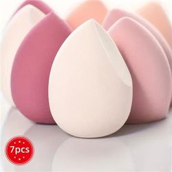 TEMU 7pcs Super Soft Makeup Sponge, Wet And Dry Use, Non-latex Sponge Powder Puff, Suitable For Liquid Foundation, Cream, Powder, And Foundation