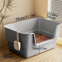 TEMU Extra Large 31-inch Foldable Cat Litter Box With Plastic , Easy To Clean, Design For Multiple Cats, Yellow Plastic Construction, Extra Large Cat Litter Box