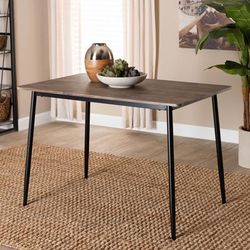 Dalair Industrial Rustic Brown Wood and Metal Dining Table by Wholesale Interiors INC in Dark Brown (Size ONE SIZE)