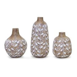 Vase (Set of 3) 5.25"H, 6"H, 8.75"H Resin by Homestyles in Brown/white