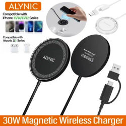 30W Magnetic Wireless Charger Pad PD Type C USB Phone Fast Charging Dock Station for Samsung iPhone