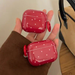 Custodia per auricolari in silicone con punto d'onda rossa per Capodanno coreano per Apple AirPods 1/2/3/4 Pro 2 Custodia protettiva morbida con portachiavi