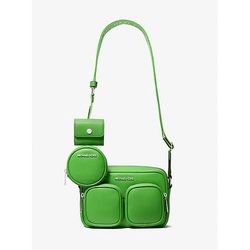 Michael Kors Jet Set Leather Medium Crossbody Bag with Case for Apple Airpods Pro® Green One Size
