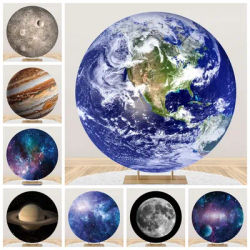Outer Space Universe Round Backdrop Cover Starry Sky Galaxy Moon Planet Earth Circle Photography