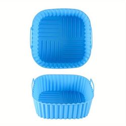 "TEMU 1pc Reusable Square Silicone Air Fryer Liner 8" For 4-7 Qt, Oven Microwave Safe Inserts, Easy Clean Air Fryer Accessory"