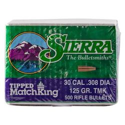 Sierra Bullets .30 Caliber 125 Grain Tipped MatchKing 500 Rifle Bullets 7725C