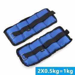 TEMU Adjustable Ankle & Wrist Weights For Running And Fitness Training - Durable Bamboo Fiber, Double-loop Closure, Blue