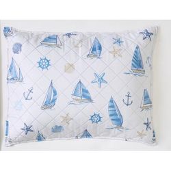 Scallop Sham by BrylaneHome in White Sailboats (Size STAND)