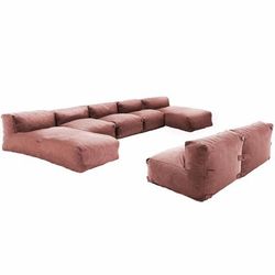 Mobile da giardino componibile a 7 posti con 2 daybed in terracotta