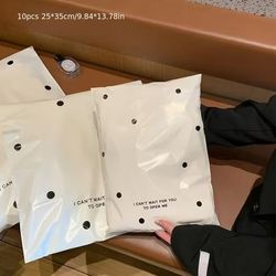 TEMU 10-pack Beige Polka Dot Pe Packing Bags, Waterproof Thick Plastic Clothing Storage Bags, Airplane Box Gift Packaging For Back To School