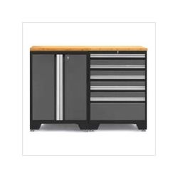 NewAge Garage Cabinets PRO Grey 3-Piece Work Station with Bamboo Top