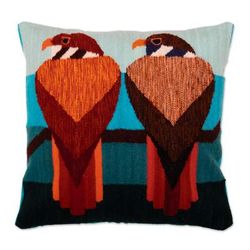 'Andean Falcon-Themed Wool Cushion Cover Handwoven in Peru'
