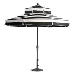 Double-Tier Designer Umbrella - Light Aruba with Cobalt trim - Frontgate