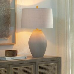 Ordynskoye 30"H x 19"W x 19"D Beige/Metallic Gold Table Lamp - Boutique Rugs